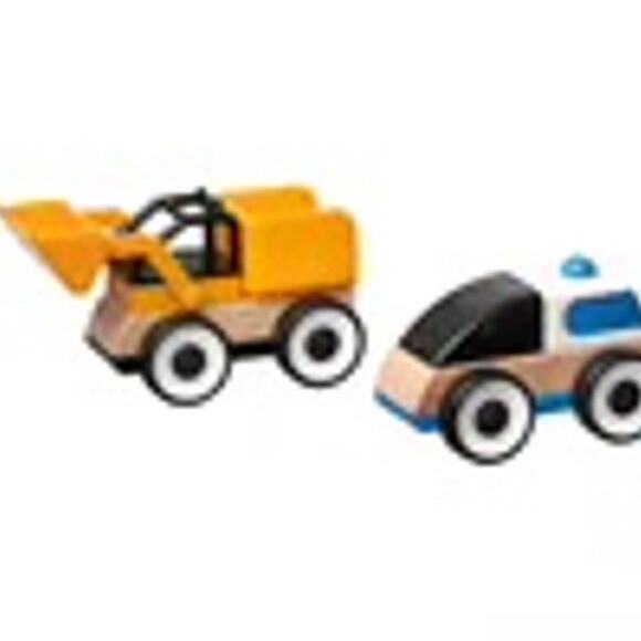 IKEA LILLABO 3-Piece Vehicle Set Excavator Police Car Race Car Multicolor - Picture 2 of 3